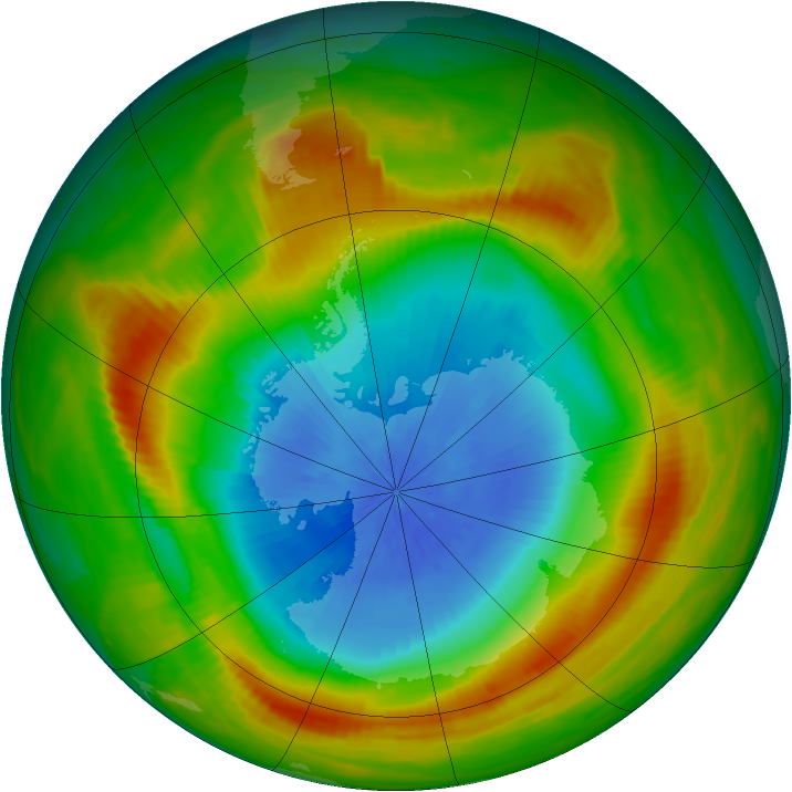 Antarctic ozone map for 29 October 1980